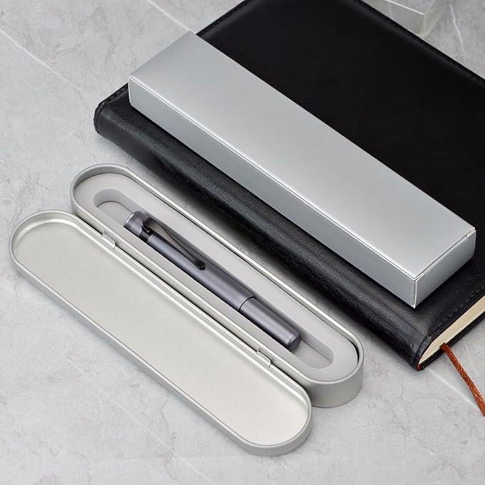 Hongdian M2 Black Forest Mini Fountain Pen, Bent Nib & Sleek Shape Aluminium Short Pocket Travel Pen (Space Gray)