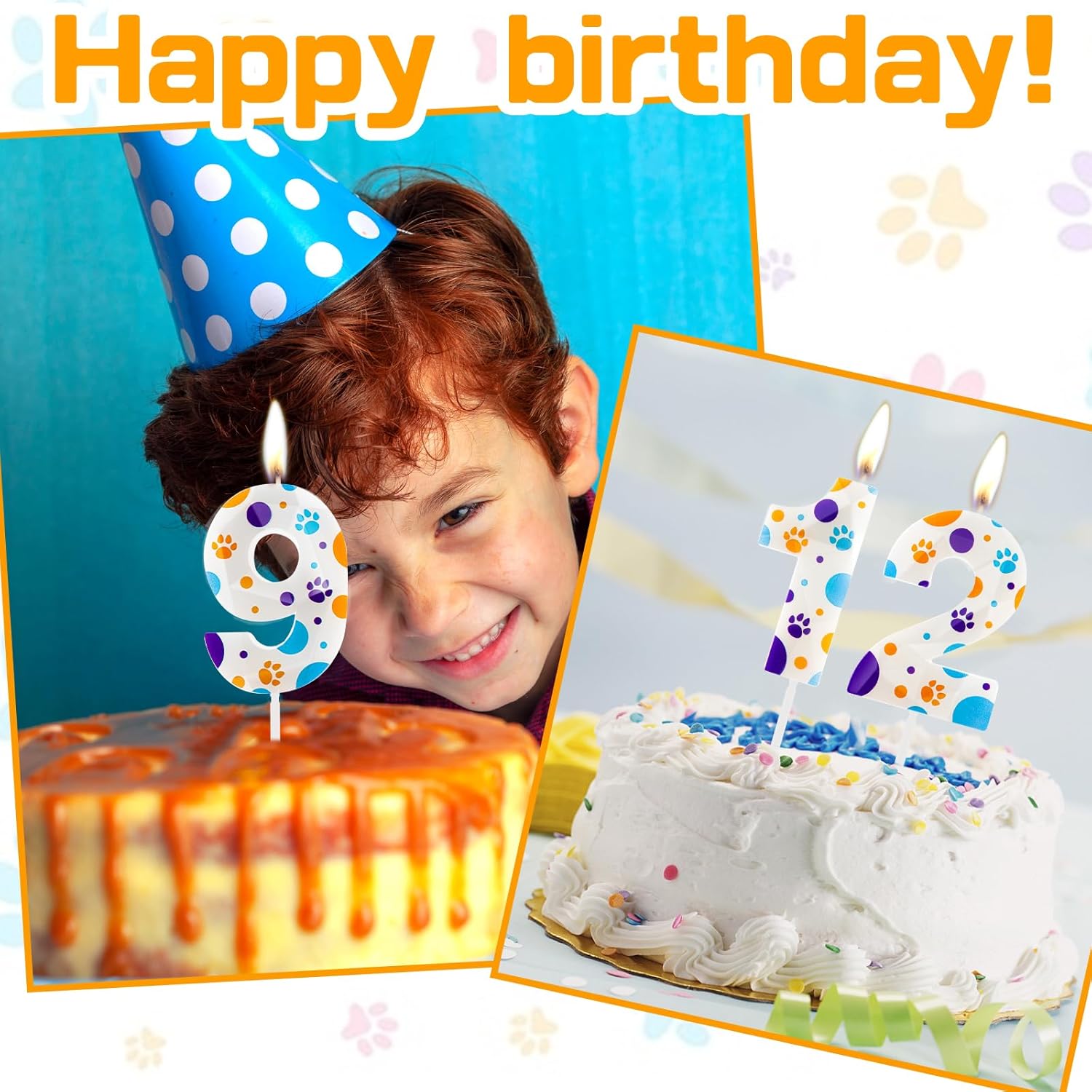 3D Dog and Cat 11th Birthday Candle Numbers 11 Candle Paw Cake Topper Cupcake Decorations for Pet Theme Party Decor Anniversary Celebrations Supplies