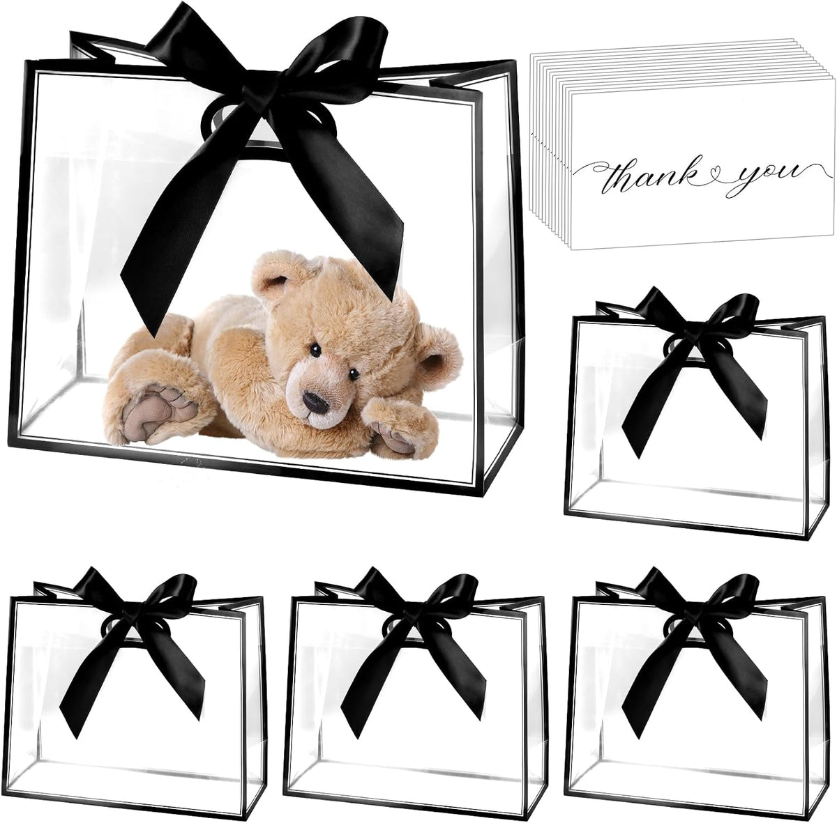 gawbyet 24 pcs clear plastic gift bags with, main product view
