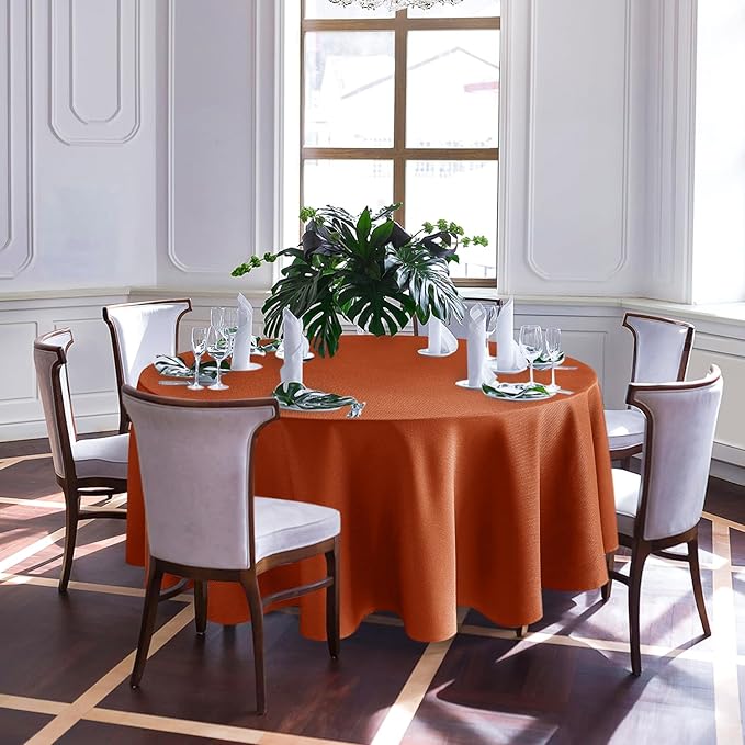 Biscaynebay 2 Pack Fall Round Tablecloths 70", Rust Thanksgiving Autumn Harvest Water Resistant Tableclothes Circle Folding Table Covers for Dining, Kitchen, Wedding, Parties Machine Washable