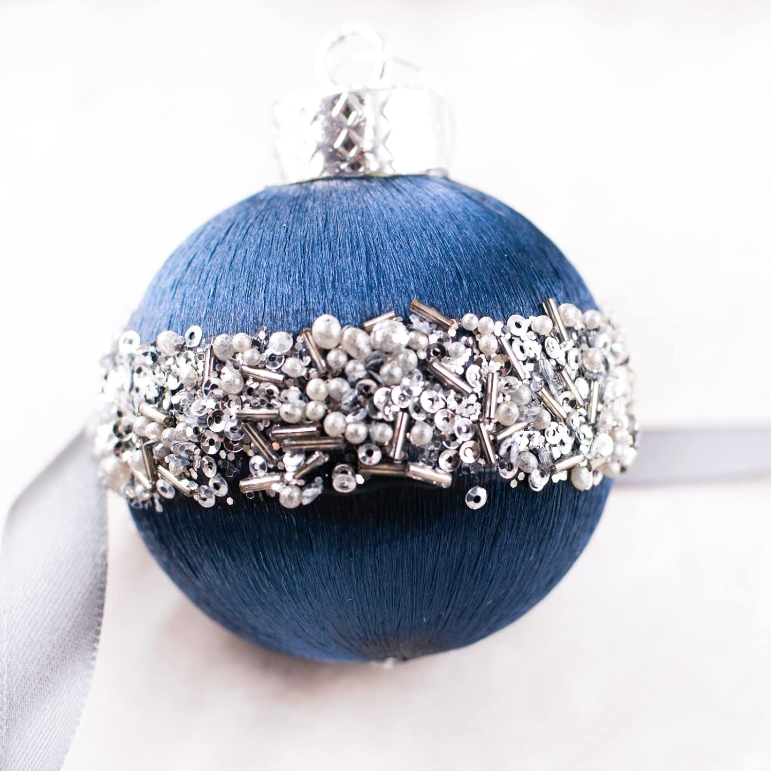 12 Pcs Satin Christmas Ball Ornaments, Luxury Silk Tree Hanging Decorations for Xmas Wreath Garland Wedding Party (Blue)
