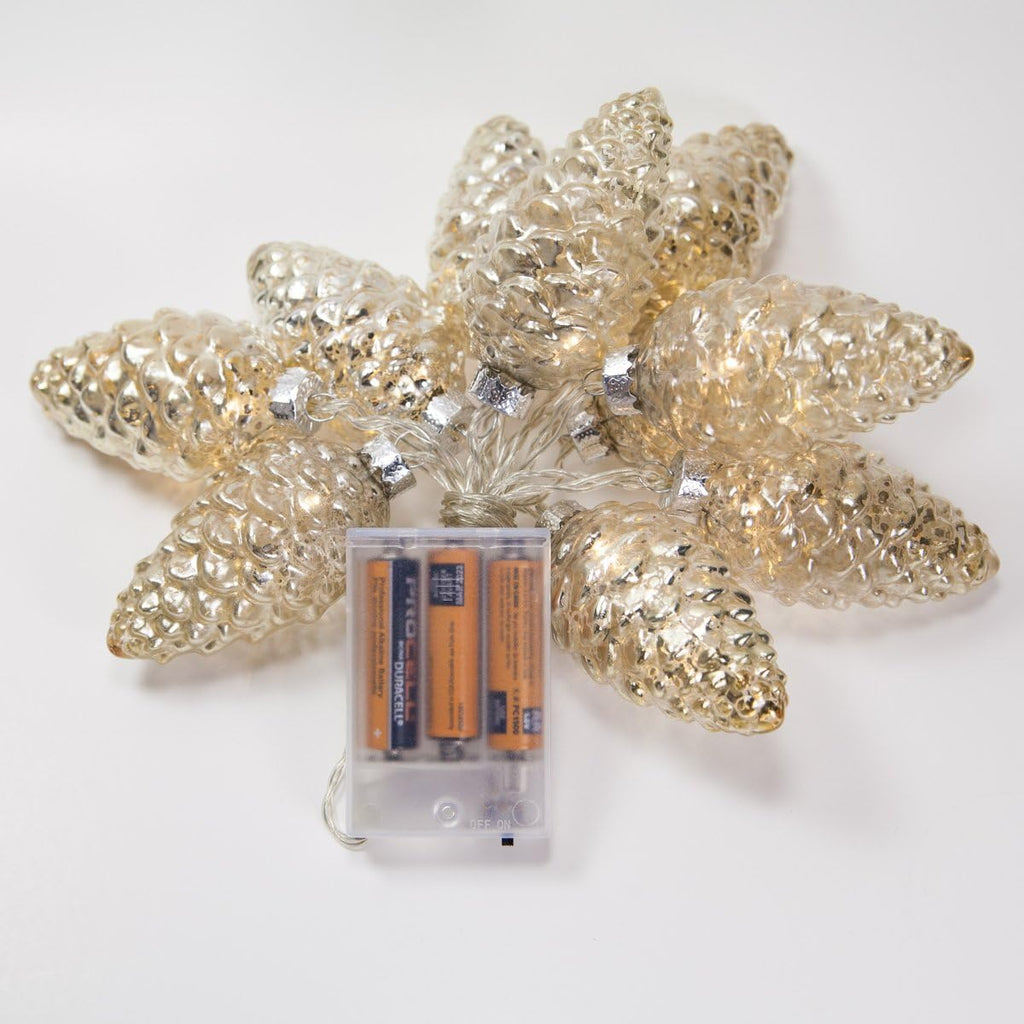 wintergreen lighting 6’ mercury glass gold star lights/gold, close-up detail