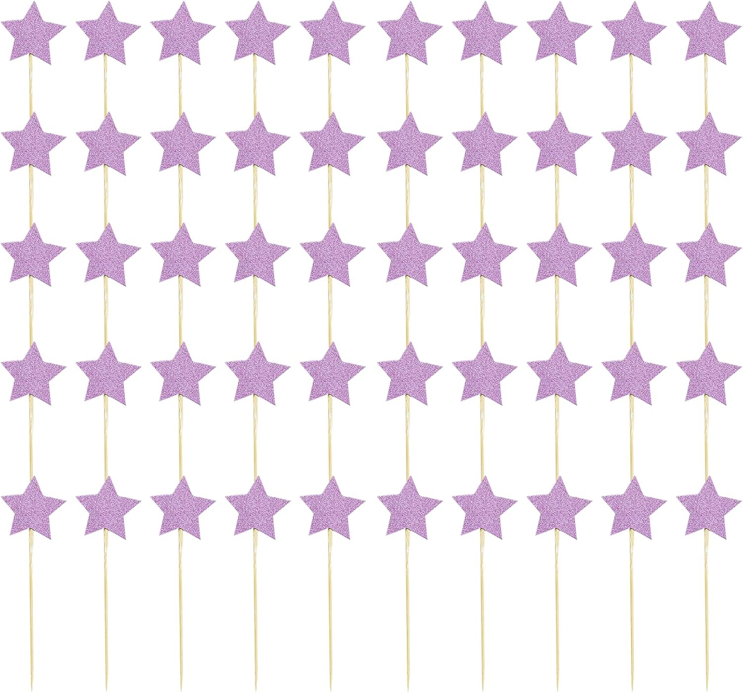 Purple Cupcake Toppers Glitter Stars Cake Toppers Twinkle Twinkle Little Star Birthday Cupcake Toppers Wedding Party Cake Decorations,50Pcs