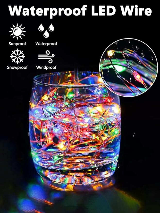 4 Pack Fairy Lights Battery Operated with Remote Control Timer, 26 FT 80 LED String Lights Outdoor Indoor, 8 Mode Twinkle Lights for Christmas Party Wedding Birthday Bedroom Decorations (Multicolor)