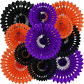BEISHIDA Black Orange Purple Hanging Honeycomb Round Paper Fans Decoration Set for New Year Baby Shower Halloween Birthday Wedding Photo Booth Backdrops Anniversary Paper Party Supplies 11packs
