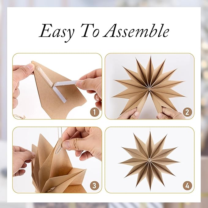 Easy Joy 3Pcs Boho Paper Landern Star