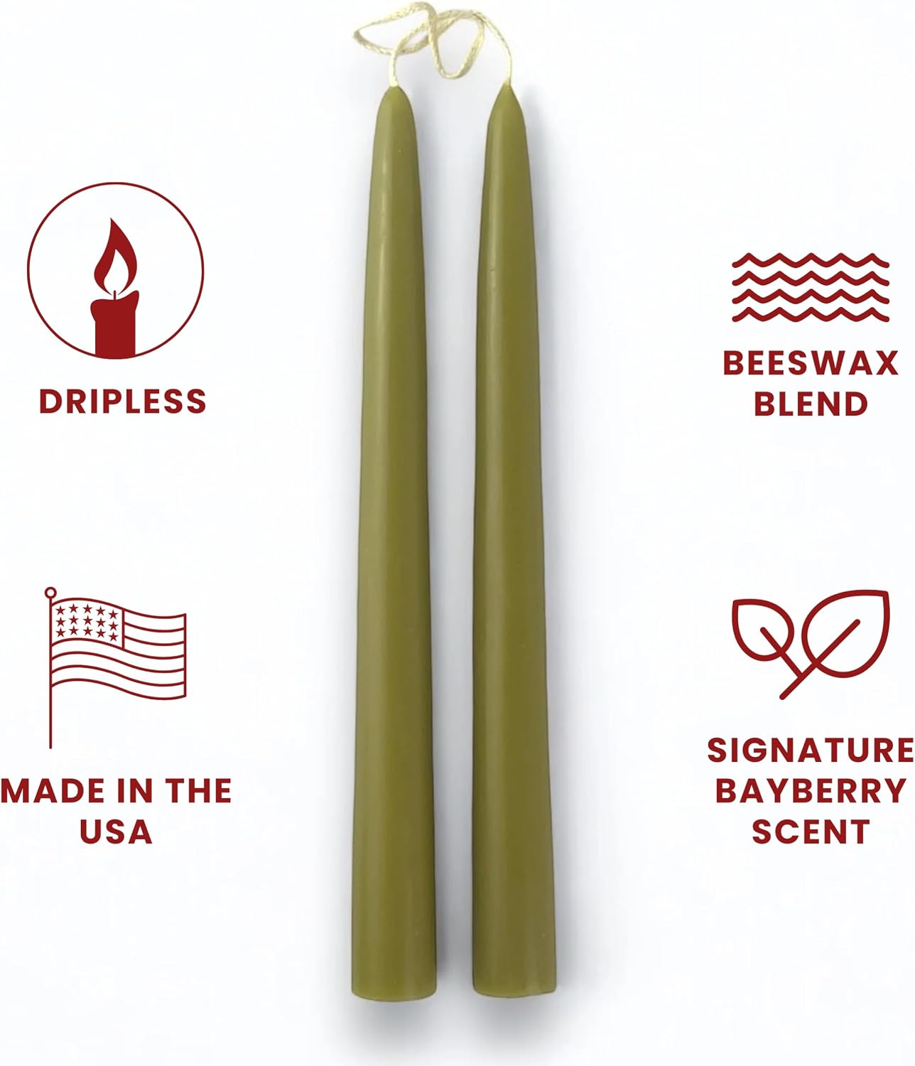 Scented Bayberry Tapers 9"
