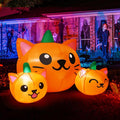comin halloween inflatable 5ft long three pumpkin cat, main product view