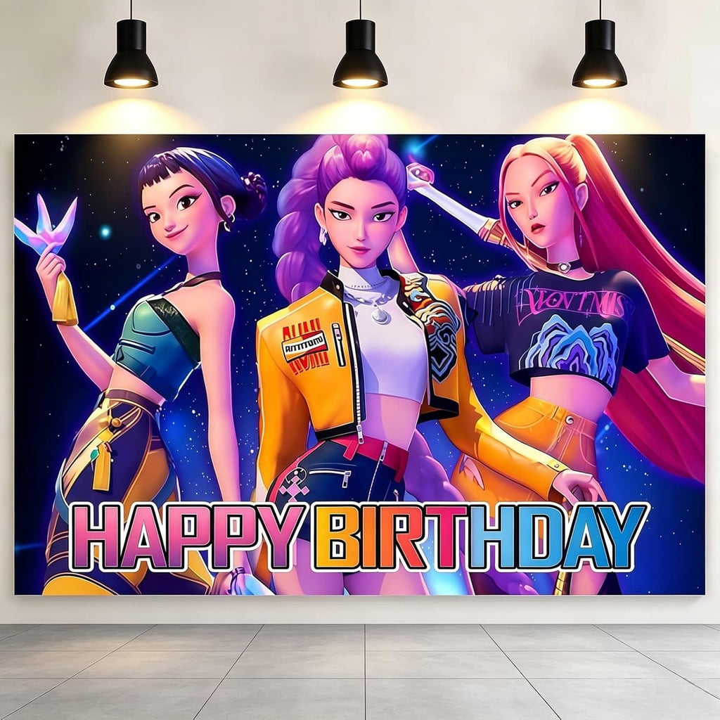 Cartoon Birthday Party Decorations,Happy Birthday Banner Backdrop for Birthday Party Supplies 59 * 39 inches