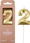 PHD CAKE 2.76 Inch Diamond Gold 2 Number Birthday Candles, Gold Number Candles, Cake Number Candles, Party Celebration