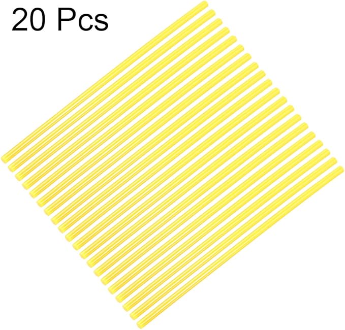 uxcell 20pcs Hot Glue Sticks for Glue Gun 7mm/0.28-inch x 10-inch Mini Hot Melt Adhesive Glue Stick Yellow