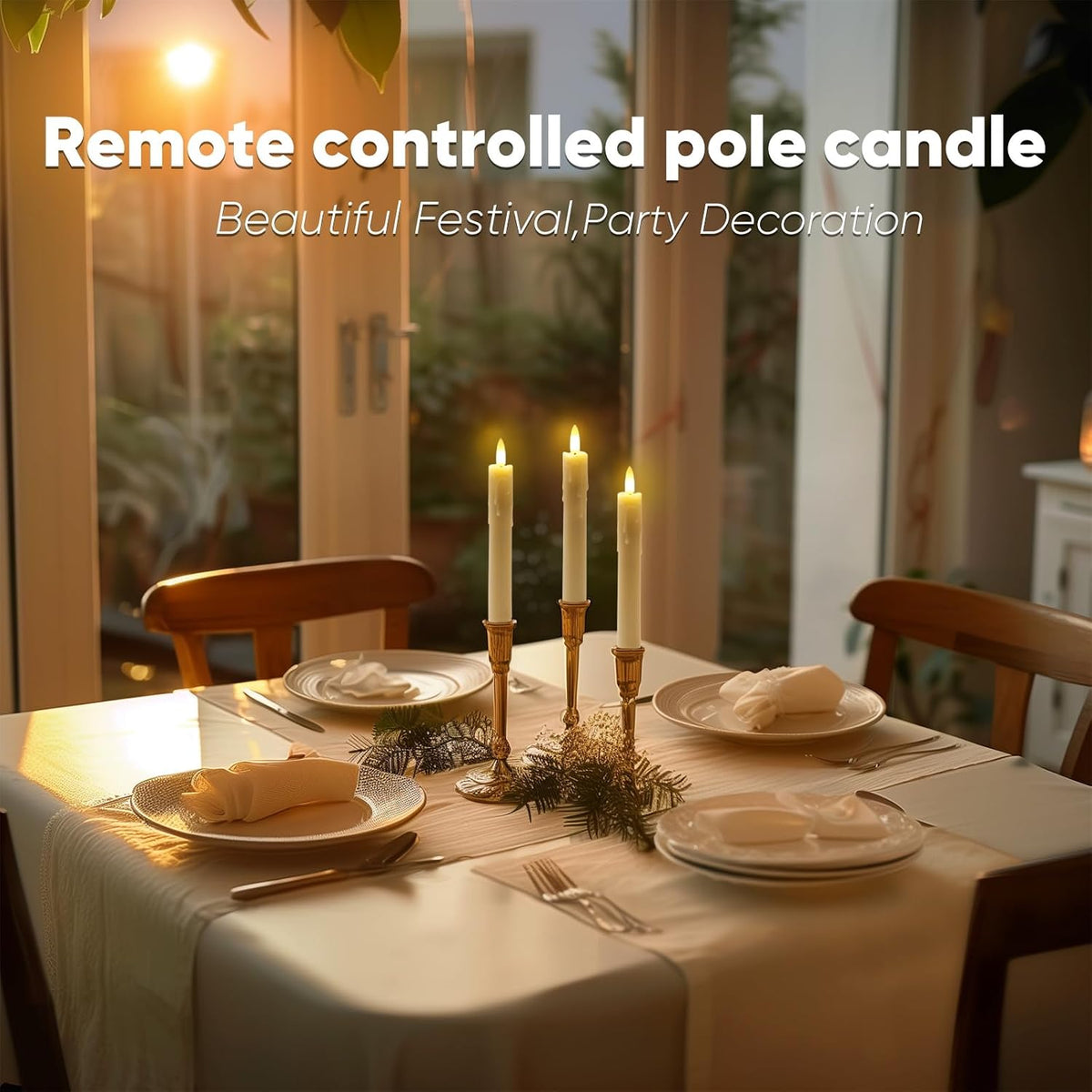 Homemory 7 Inches Flameless Taper Candles with Remote Timer, Short Led Candle...