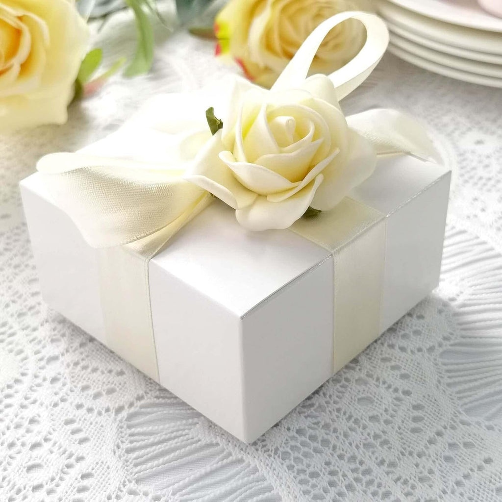 Efavormart 100 Pack 4"x4"x2" White Cake Favor Boxes, Versatile Sturdy Cardstock Candy Treat Gift Boxes for DIY Wedding and Event Decor