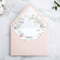 PONATIA 50PCS A7 Euro Flap Envelopes, 5.25 x 7.25'' Blush Pink Flowers Liner Envelopes for 5x7 Wedding Invitations, Photos, Postcards, Greeting Cards, Christmas Gift Cards, Acrylic Mailing