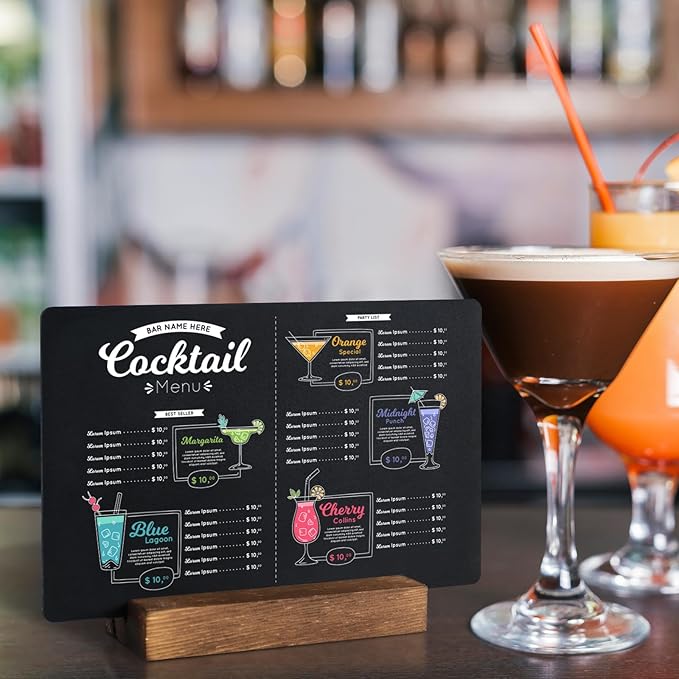 6 Pack Small Chalkboard Signs With Stand, 8x5'' Table Top With Wooden Base, Double-Sided Mini for Food Message Boards Restaurant Bar Party Store Decoration