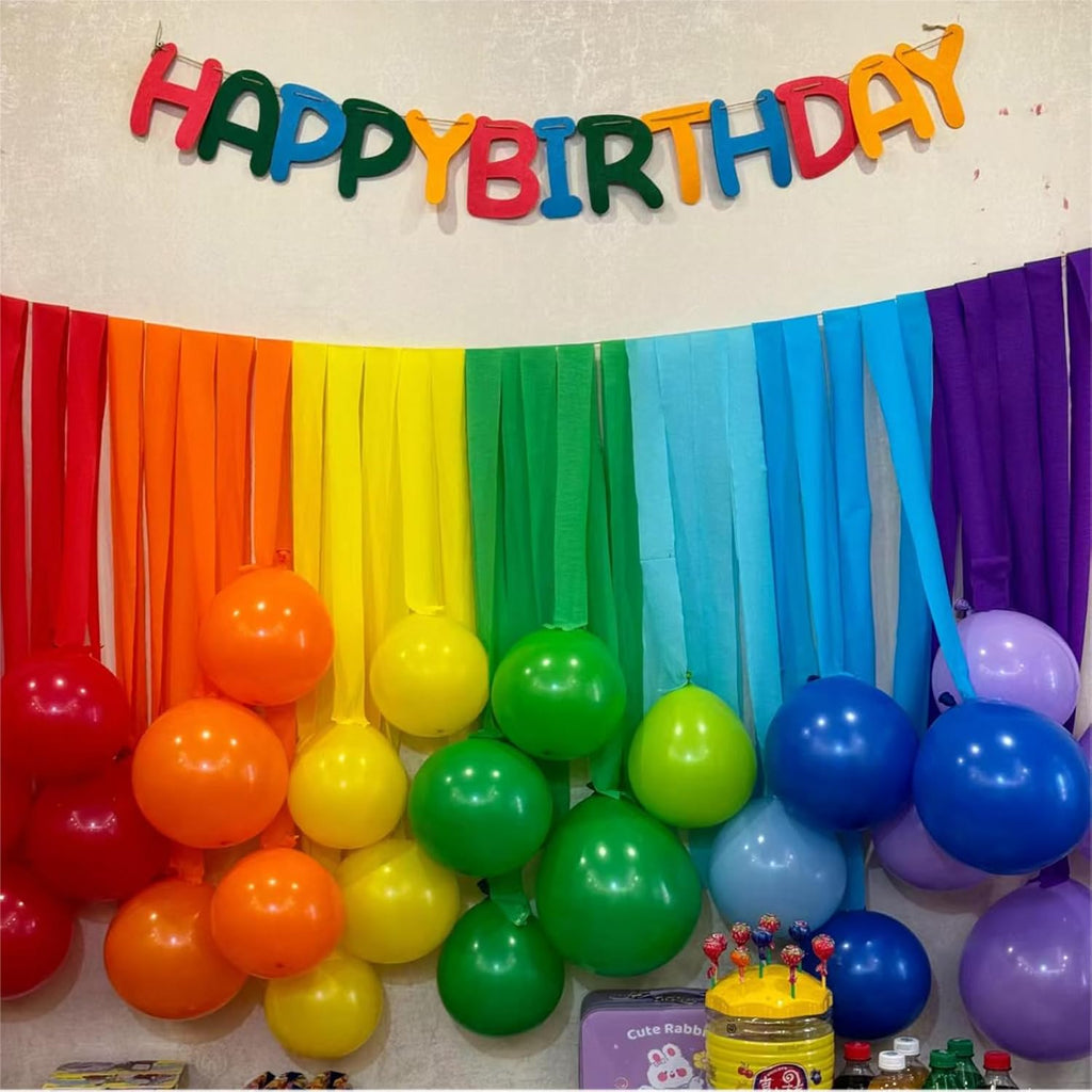6 Rolls 492ft Rainbow Crepe Paper Streamers, 6 Colors Pack of Paper Party Streamers for Colorful Party Decorations, Birthday Decorations, Wedding Decorations (1.8 Inch x 82 Ft/Roll)
