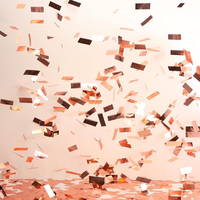 Sumind 200 Grams Gold Silver Large Metallic Confetti Rose Glitter Throwable Table Scatter Foil Confetti for Wedding Birthday Party Baby Shower Graduation Christmas Celebrations(Rose Gold)
