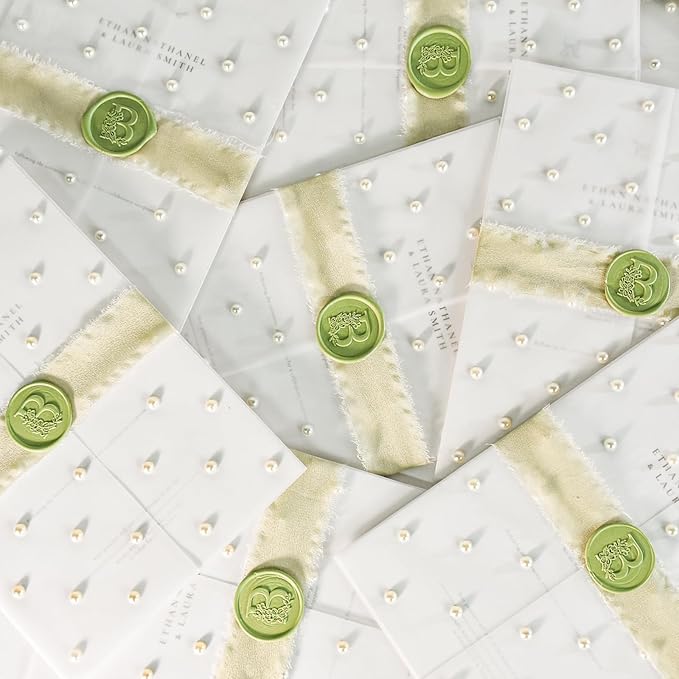 50 Pack Pre-Folded Vellum Jackets For 5x7 Invitations,AZAZA Translucent Invitation Sleeves,115GSM Vellum Jackets 5x7, Wedding Invitation Accessories, For Weddings Birthdays Baby Showers,Elegant Pearl