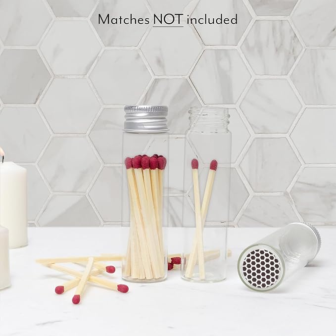 Darware Party Favor Matches Jars (24-Pack): Empty Glass Vials with Strike Stickers for Wedding Favors and DIY Gifts