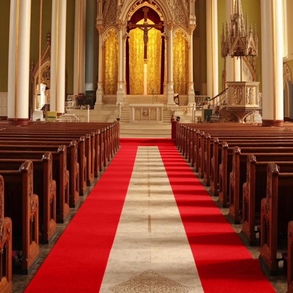 Red Carpet Runner for Party 100 GSM Felt Non-Woven Fabric Runway Carpet for Event, Aisle Runner for Wedding Ceremony Hollywood, Movie Theme Rug Party Decor (Red, 2 X 15 Ft)
