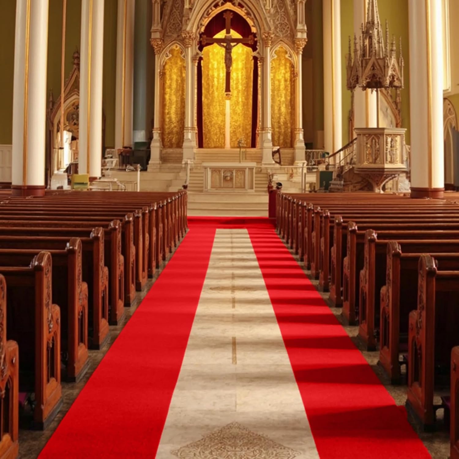 Red Carpet Runner for Party 100 GSM Felt Non-Woven Fabric Runway Carpet for Event, Aisle Runner for Wedding Ceremony Hollywood, Movie Theme Rug Party Decor (Red, 2 X 15 Ft)