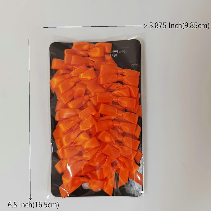 50pcs 1-1/2" Mini Orange Satin Ribbon Bows Without Twist Ties for Crafts Gift Wrapping Packing Christmas Decoration (Orange)