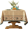 patdrea Designer Linen Extra Long Tablecloth for Rectangle Table,Beige Anti-Wrinkle Durable Floral Farmhouse Table Cloth,Decor Covers for Kitchen Dining,Christmas,Thanksgiving,63"x110"-Fram