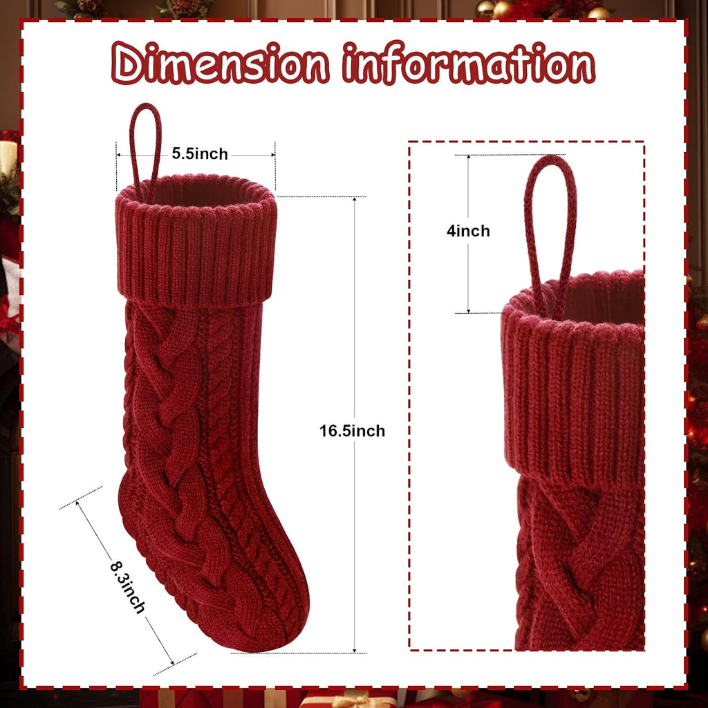 Christmas Stockings 18" Knitted Stocking Christmas Decorations | Soft acrylic fabric,Twist style high-quality classic knit pattern,Christmas Stocking is large enough to hold gift