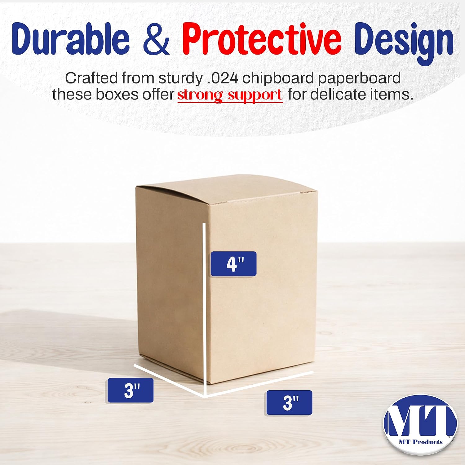 MT Products Tuck Top Kraft Paperboard Gift box 3" x 3" x 4" - Gift Boxes with Lids - Pack of 500