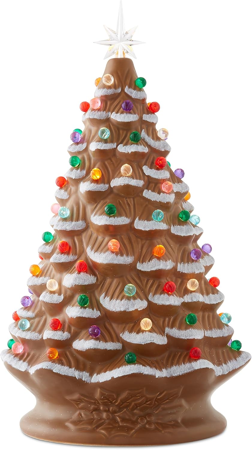 casafield hand painted ceramic christmas tree, gingerbread 18-inch, main product view