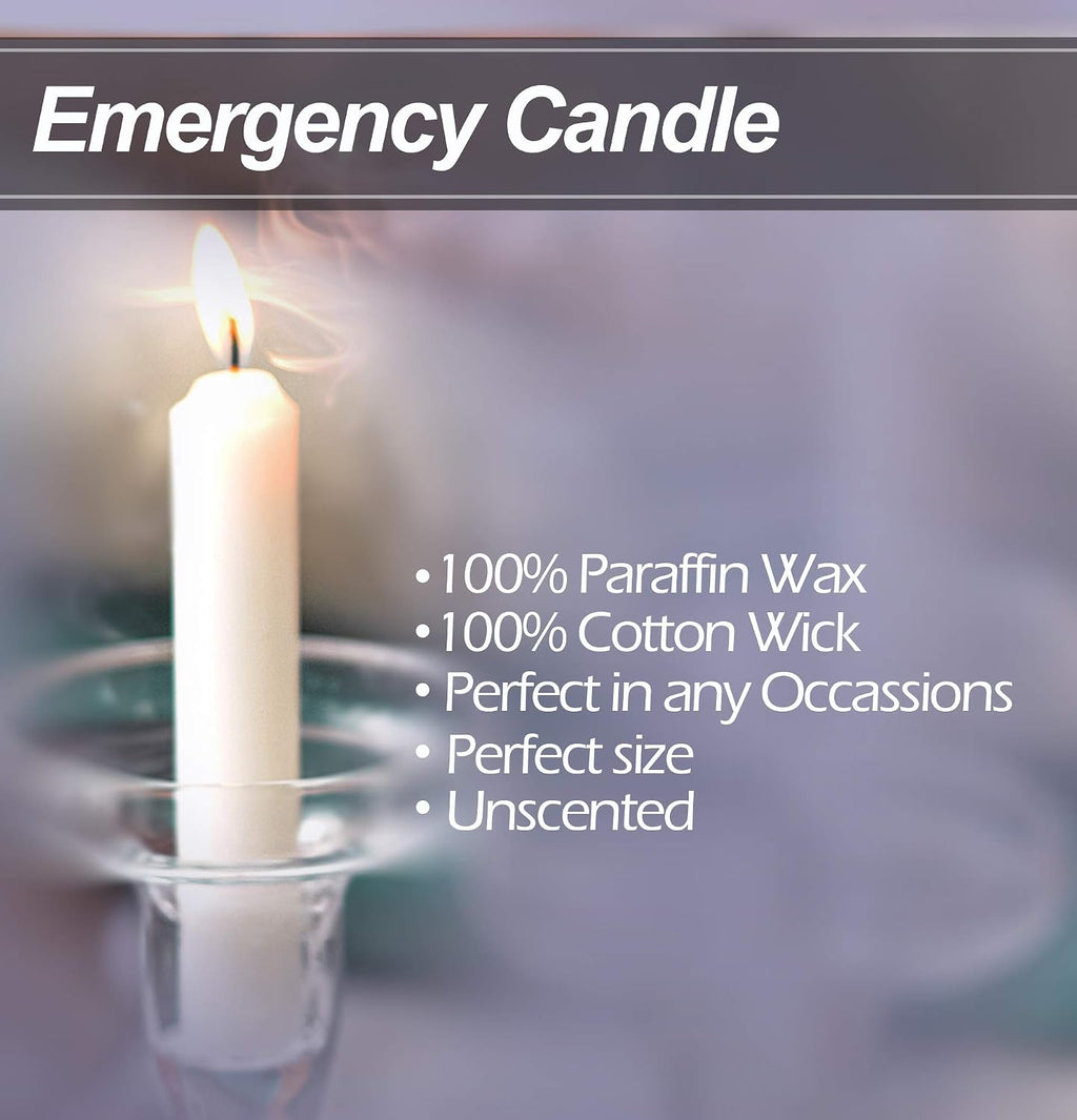 Hyoola Emergency Candles, White Short Tapers, Unscented Emergency Candle for Home and Emergencies Kit (Pack of 24)