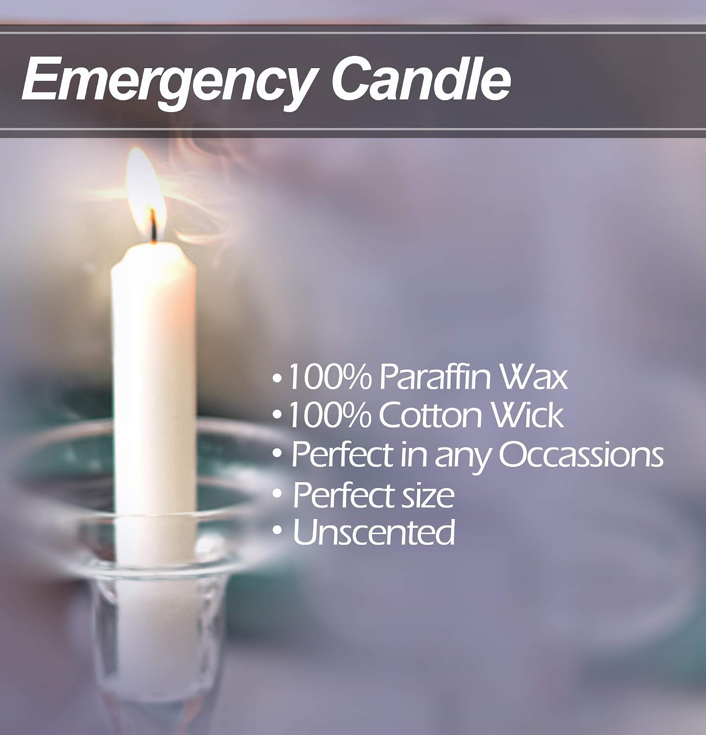 Hyoola Emergency Candles, White Short Tapers, Unscented Emergency Candle for Home and Emergencies Kit (Pack of 24)