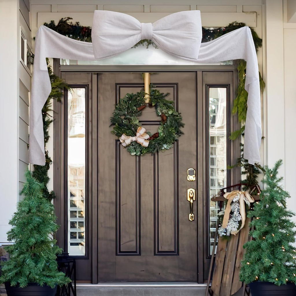 Christmas Decorations - 6 Ft Big Christmas Bows for Christmas Tree - Giant White Velvet Bow for Tree Topper Window Mantle Wall Door Decor - Indoor Home Room Party Hanging Xmas Decoration
