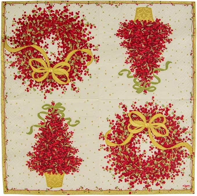 Caspari Pepperberry Paper Cocktail Napkins - Four Packs of 20