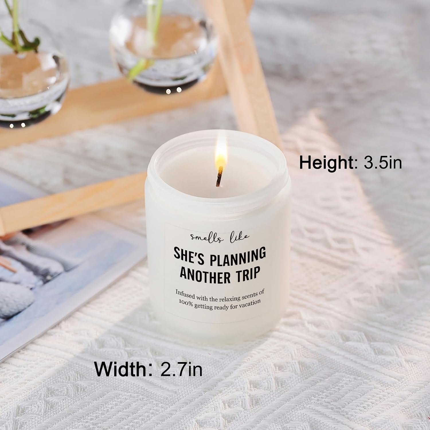 Best Travel Gifts for Women, Funny Gift for People Who Like Travel Hiking - Unique International Traveler Planner Vacation Retirement Present Candle