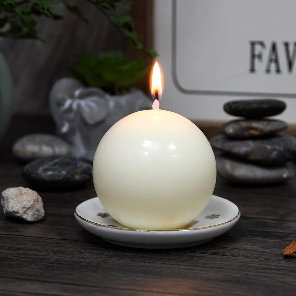 3 Inch Pale Ivory Ball Candles