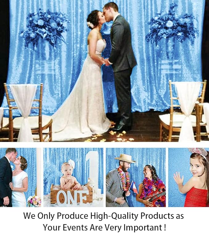 ShiDianYi 4FTX6FT-Baby Blue-Sequin Photo Backdrop,Party/Prom Photography Background,Wedding Photo Booth, Glitter Backdrop for Birthday Party Baby Shower