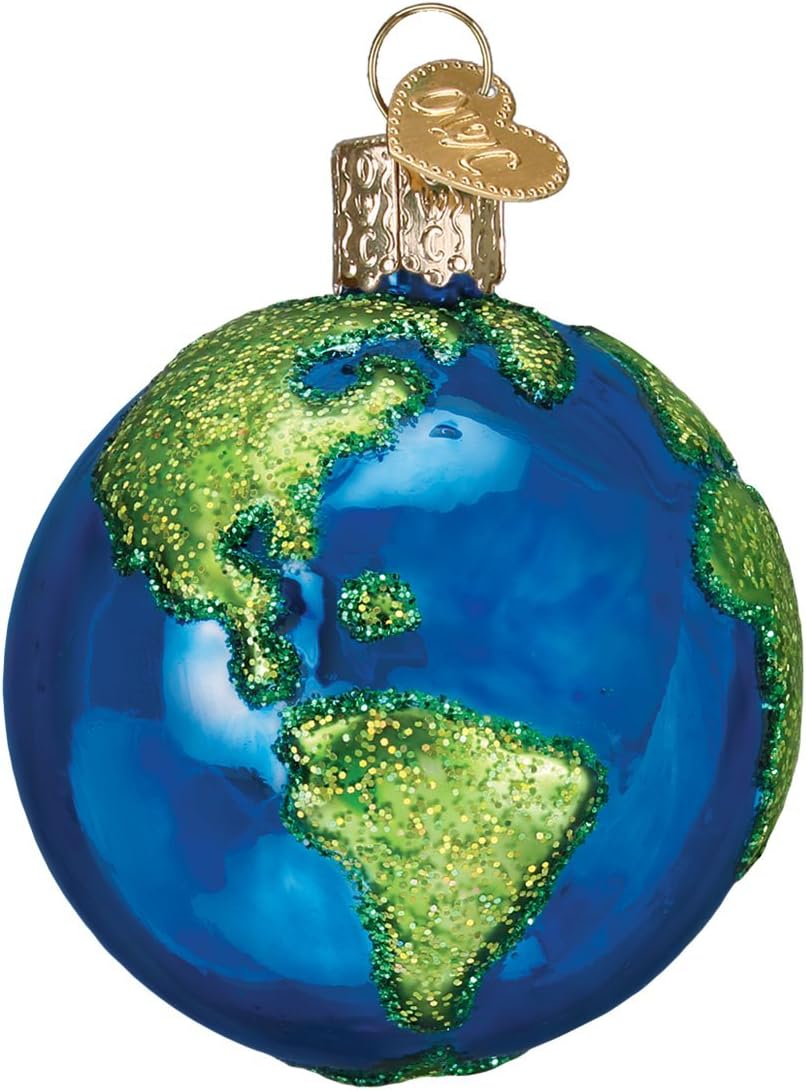 Old World Christmas Planet Earth Glass Blown Ornament for Christmas Tree, Handcrafted Holiday Decoration, Outer Space Collection
