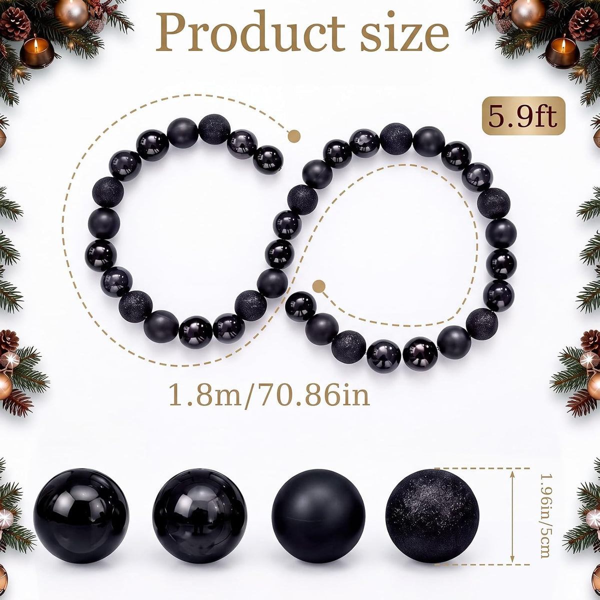 jenaai 3 pcs 6 ft black christmas ball shown in use