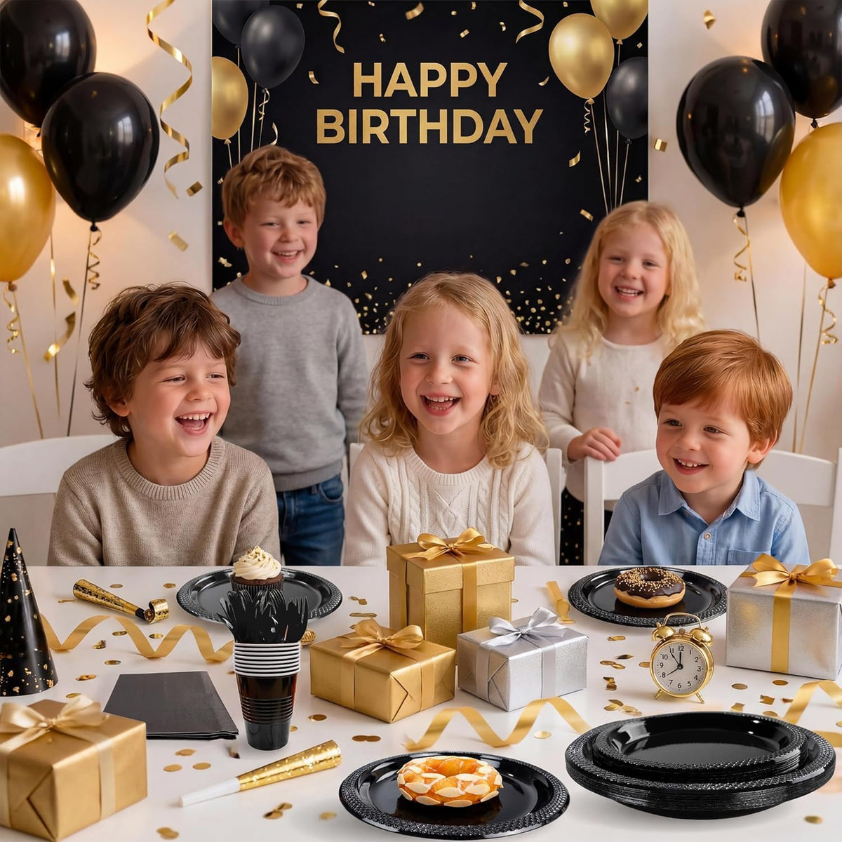 MirthMood 350PCS Black Disposable Plates,black plates disposable for Party