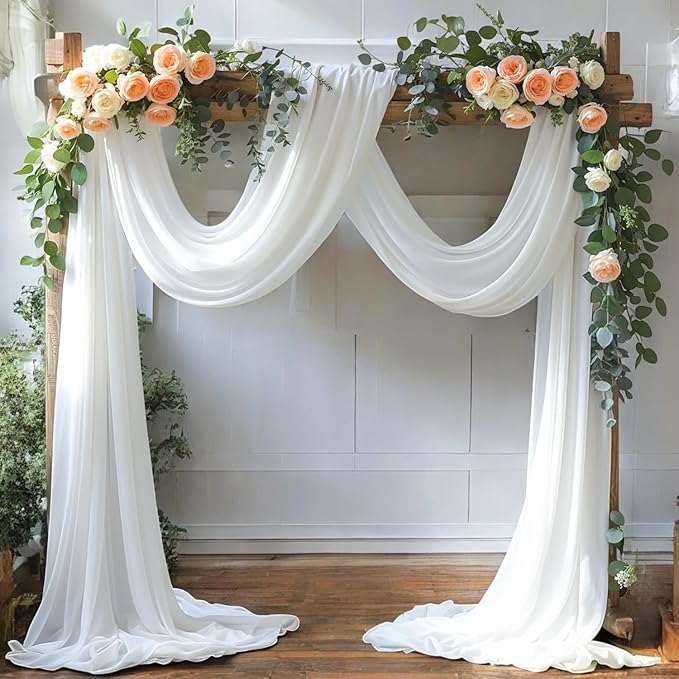 MDS Halloween Chiffon Draping Fabric - 1 Panel, 30" Wide x 20ft Long - Sheer Spooky Arbor & Canopy Drapery for Haunted House Backdrops, Party Ceilings, DIY Costumes & Themed Events - White