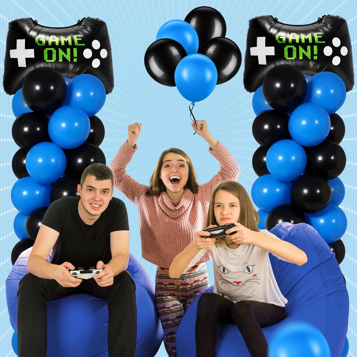 soulchen 2 set video game balloons column stand showing dimensions