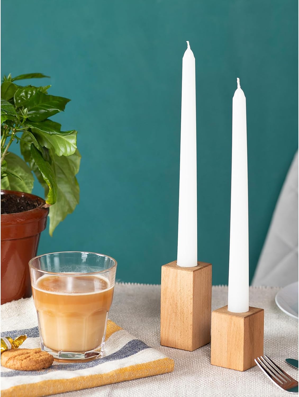 CANDWAX 12 inch White Taper Candles - Set of 4 Tapered White Candle Sticks Ideal for Christmas Decor - Unscented Dripless Smokeless Long Burning Tall Candles - Christmas Candlesticks for Home Decor