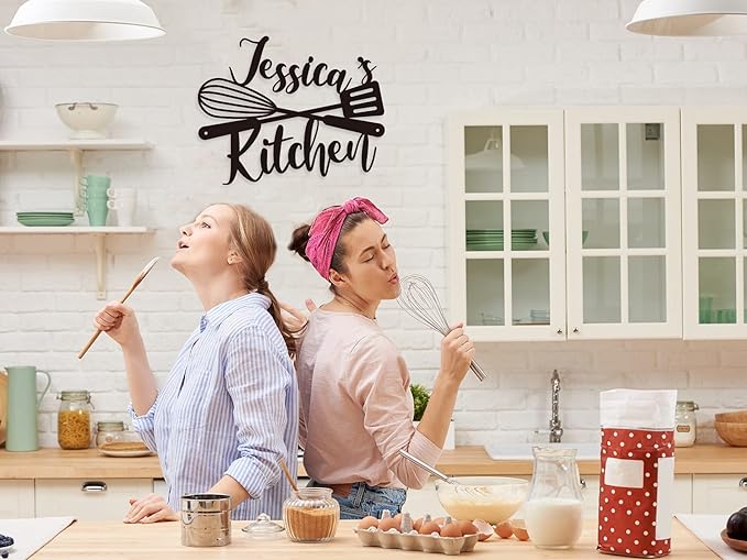 Custom Kitchen Name Sign, Personalized Metal Kitchen Sign, Housewarming Cooking lover Gifts, Mom's Day Gifts, Kitchen Gifts for Grandma