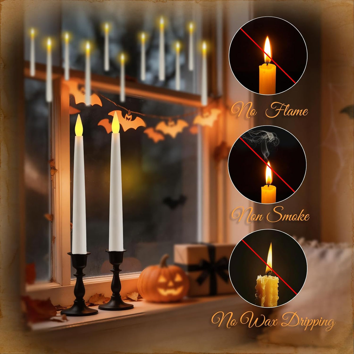 Homemory 20PCS Floating Candles with Wand Remote, Flameless Hanging Taper Can...