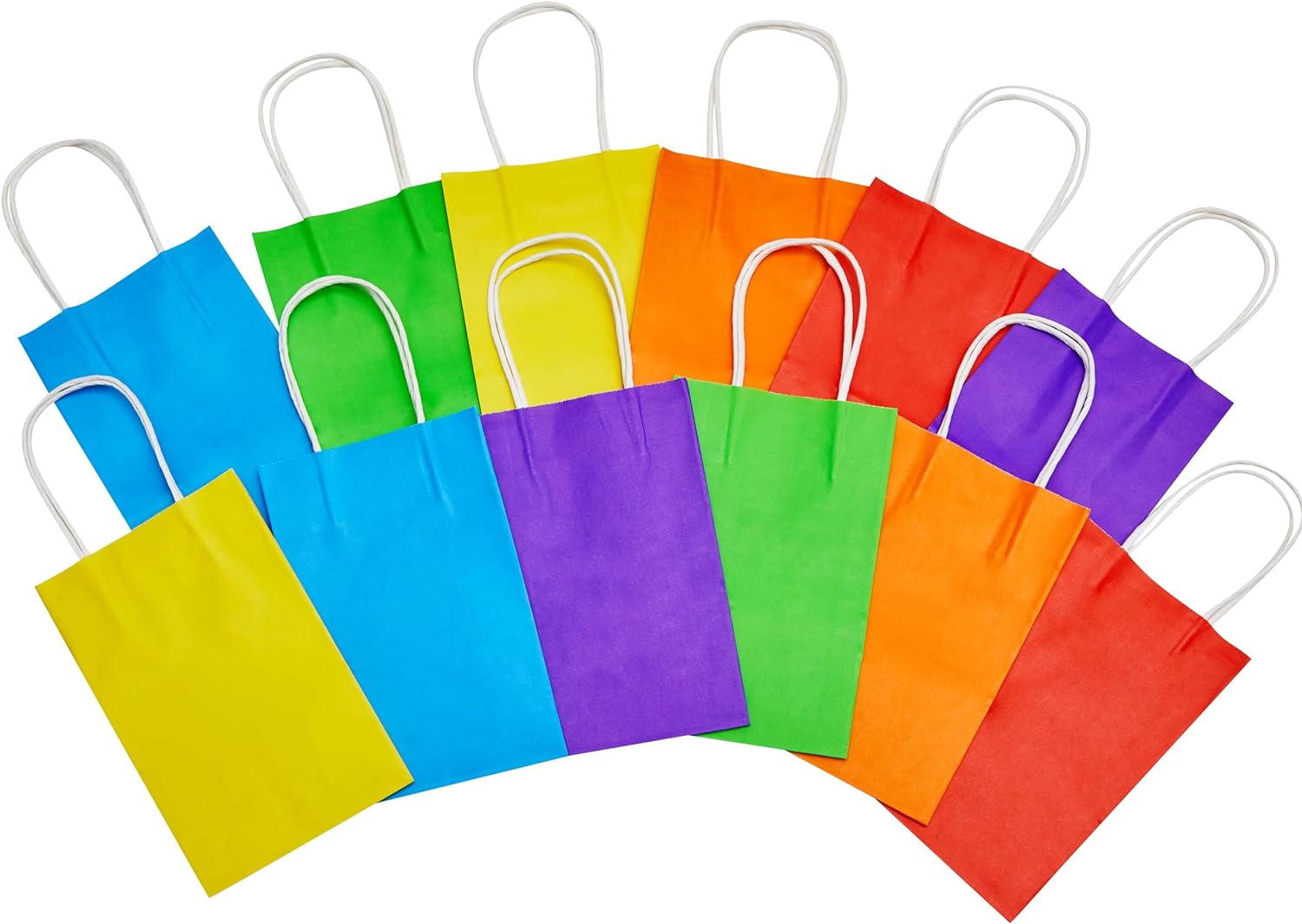 SUNCOLOR 24-Pack Rainbow Gift Bags with Handles, 8" Multi-Color Paper Party Favor Bags for Goodies. Birthdays, Events, Classrooms & Celebrations
