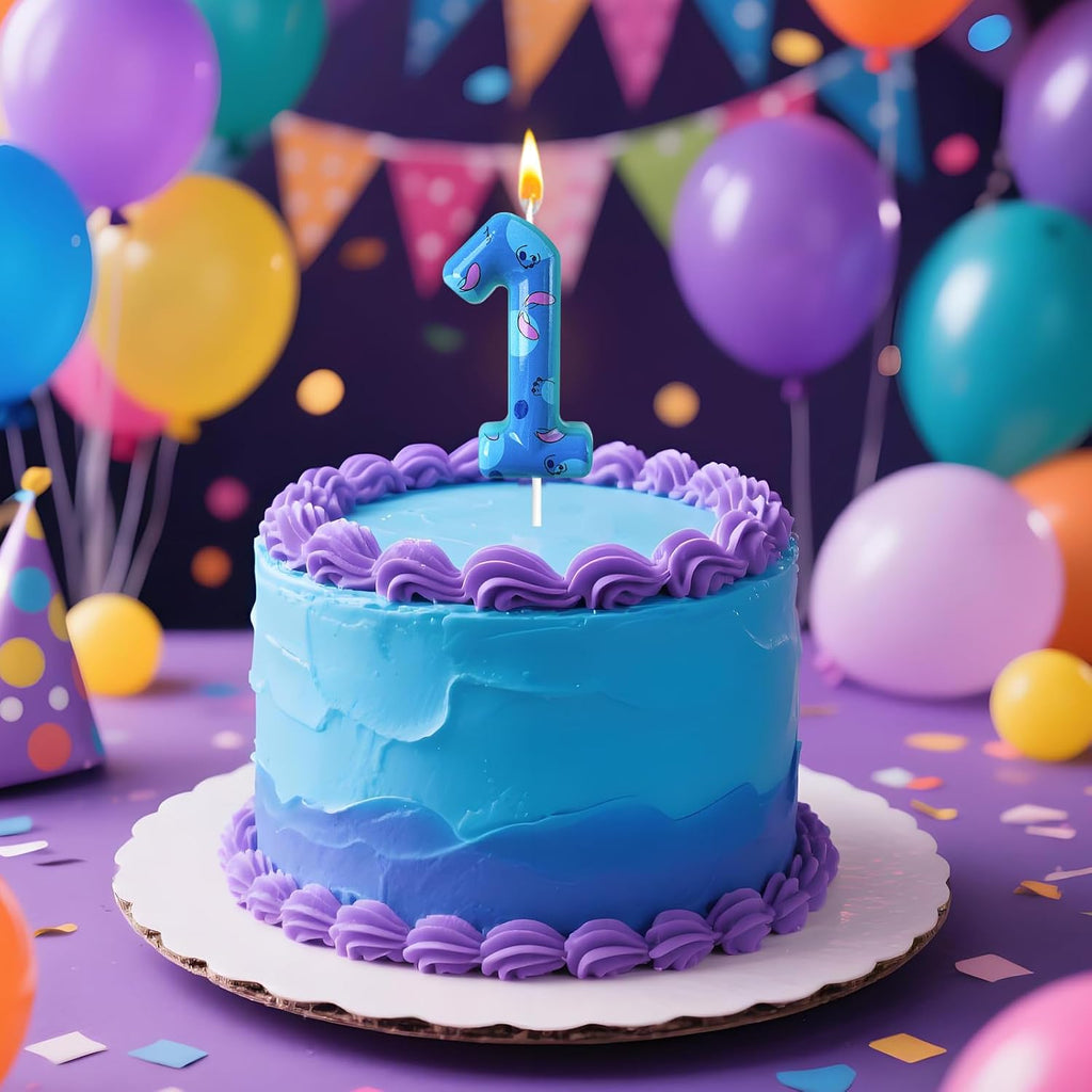 Cartoon Number Birthday Candle Anime Theme Candle Number Candle Blue Birthday Cake Decoration Suitable for Boys and Girls Supplies Party Decoration (Number 1)