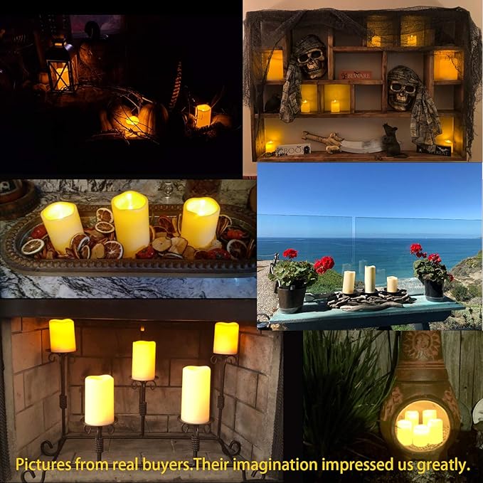 9pcs Flameless Flicking LED Candles with Remote, Battery Operated Candles, Electric Candle for Dining Tables and Fireplaces