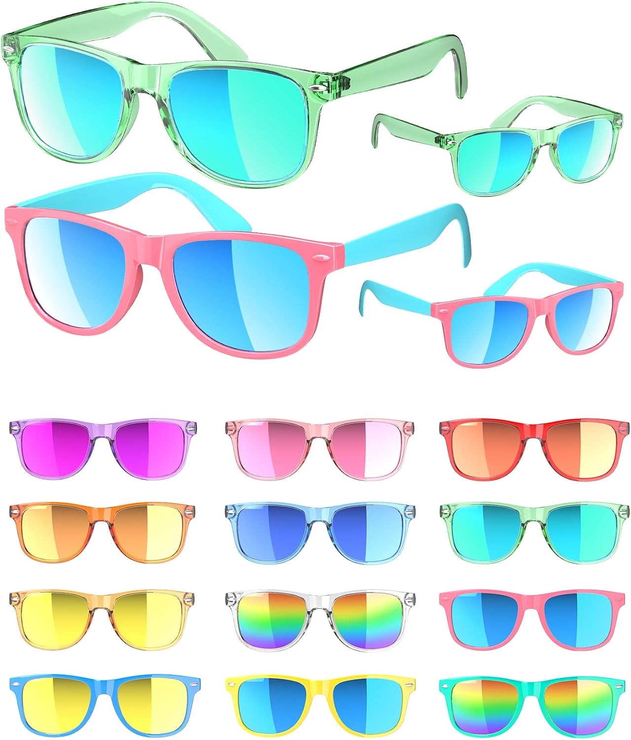 Sumsun Kids Sunglasses Bulk Party Favors 12 Packs Boys Girls Age 3-8 with UV400 Protection for Birthday Graduation Party Supplies (Blocking color 12 Pack)