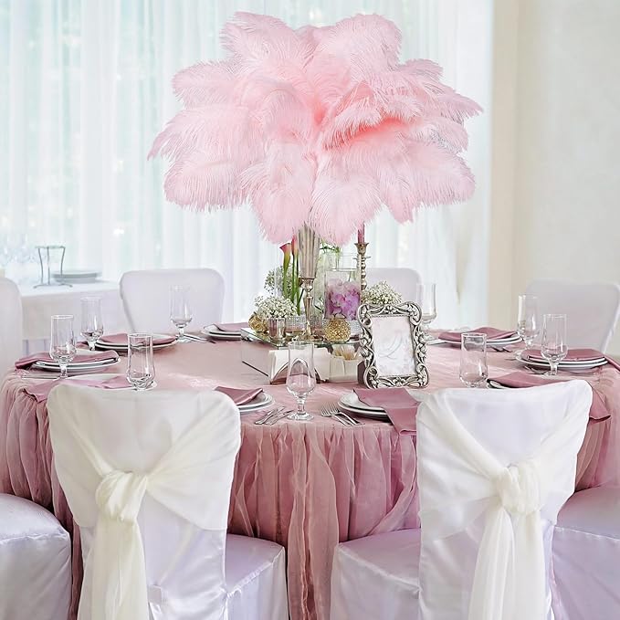 Maitys 90 Pcs Large Natural Ostrich Feathers Bulk 14-16 Inch (35-40cm) 12-14 Inch (30-35cm) 10-12 Inch (25-30cm) Ostrich Feathers Plumes for Centerpieces Wedding(Pink)